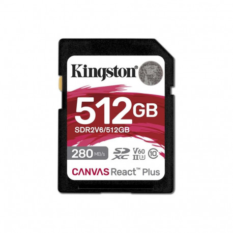Kingston SDXC II V60 React Plus | SDR2V6/512GB | 512 GB | SDXC | Flash memory class Class 10, UHS-II