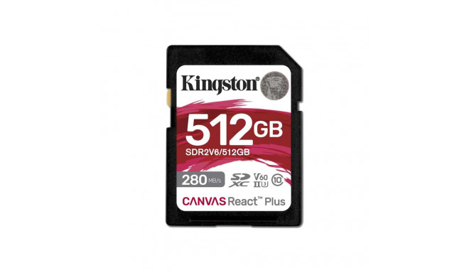 Kingston SDXC II V60 React Plus | SDR2V6/512GB | 512 GB | SDXC | mälukaart klass 10, UHS-II, U3, V60