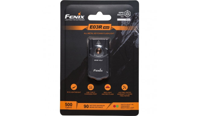 Fenix E03R V2.0 võtmehoidjalamp, 500 lm