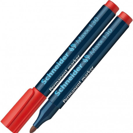 Permanent marker, 1-3 mm, bullet tip, SCHNEIDER "Maxx 130", red