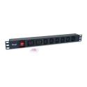 Equip 8-Outlet, 6 x IEC-C13+ 2X IEC-C19 Power Distribution Unit, on/off switch, Aluminum Shell