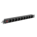 Strāvas virtene - 9 ligzdas ar Slēdzi Lanberg PDU-09F-0300-BK 4000 W 220-250 V 16 A 3 m