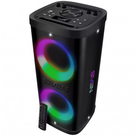 Portable speaker SVEN PS-930, black, power output 2x75W (RMS), TWS, Bluetooth, FM, USB, microSD, LED