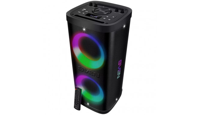 Portable speaker SVEN PS-930, black, power output 2x75W (RMS), TWS, Bluetooth, FM, USB, microSD, LED