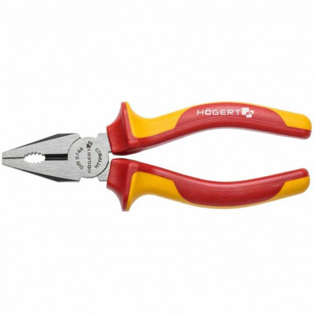 Hogert HT1P903 insulated combination pliers, 160mm, VDE 1000V, chrome vanadium steel, 55-60 HRC, DIN