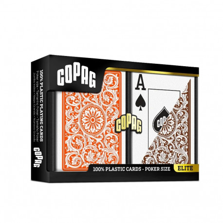 Copag 1546 Elite Poker Size - Jumbo Index Playing Cards Double Deck (Orange & Brown)