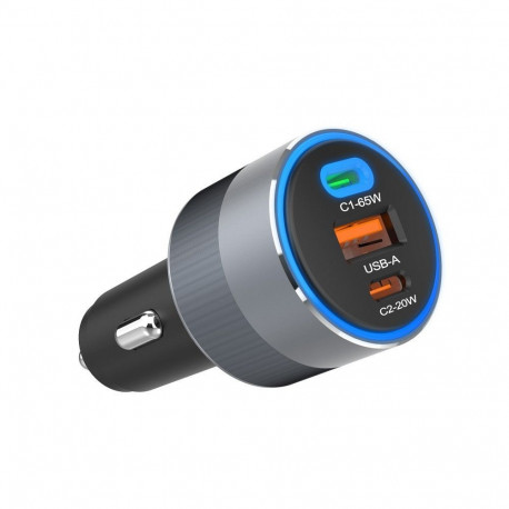 Car charger Forcell F-Energy Alu 2 x USB C + USB A QC4.0 PD SFC2.0 3A 85W gray