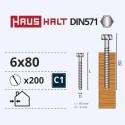 CHIPBOARD SCREW DIN571 6.0X80 WHITE ZN
