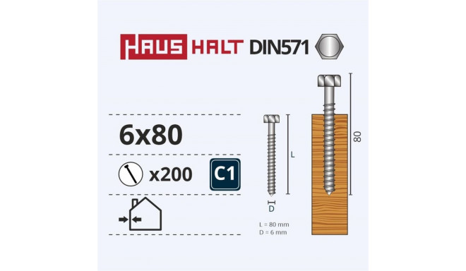 CHIPBOARD SCREW DIN571 6.0X80 WHITE ZN
