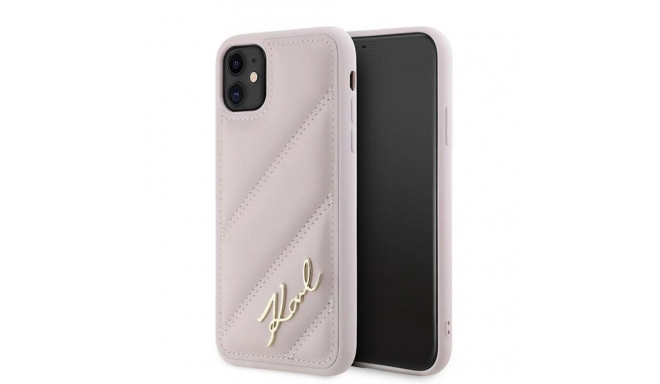Karl Lagerfeld Diagonal Quilted Script case for iPhone 11 / Xr - pink
