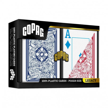 Copag Legacy 4 Colors Poker Size Playing Cards Double Deck (Red And Blue)