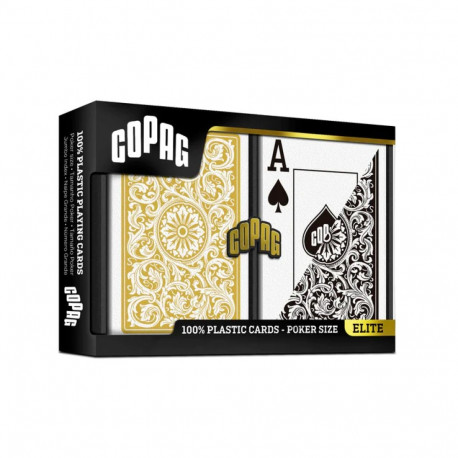 Playing Cards - Copag 1546 Elite Poker Size Jumbo Index Double Deck Gold & Black