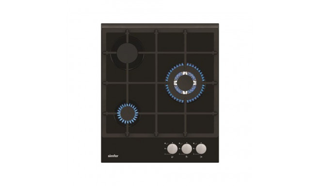 Simfer Hob H4.305.HGSSP Gas on glass Number of burners/cooking zones 3 Rotary knobs Black