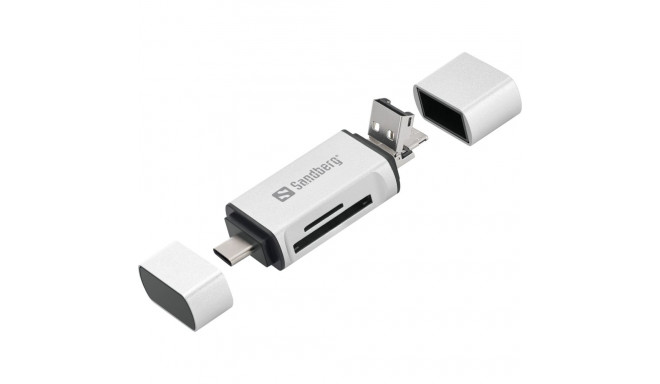 Mälukaardi lugeja Sandberg USB-C+USB+MicroUSB Card Reader