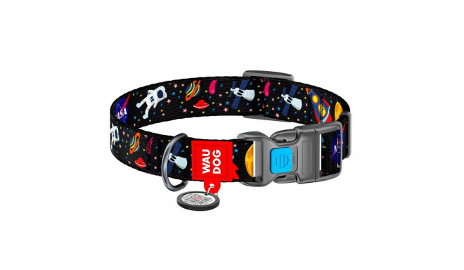 Nylon dog collar with QR code Waudog "NASA" size M