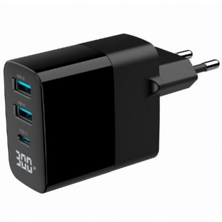 GaN laadija 2xUSB-A 1xC LCD 30W PD QC3.0 must