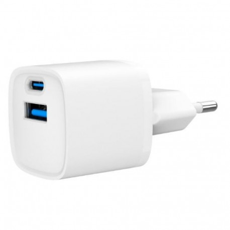 Mini-ładowarka USB-A USB-C 20W PD QC3.0 biała