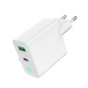 USB-A/USB-C Charger LED 20W PD QC3.0 White