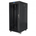Standing rack cabinet 19 inches 27U 800x1200 black LCD glass door FLAT PACK