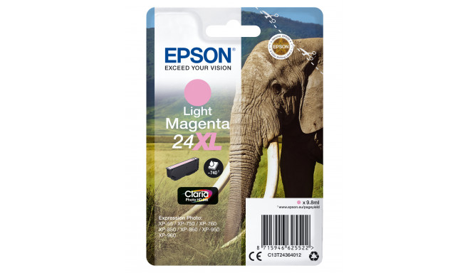 Epson Elephant Singlepack Light Magenta 24XL Claria Photo HD Ink