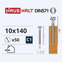 CHIPBOARD SCREW DIN571 10.0X140 WHIT ZN