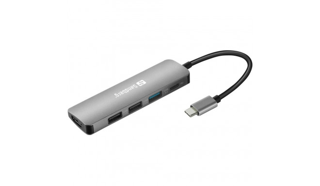 Dokkimisjaam Sandberg USB-C - HDMI 4K@30Hz / 3xUSB-A / USB-C