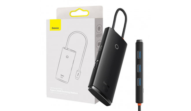 Baseus Lite Series Hub 5w1 USB-C to 3x USB 3.0 + USB-C + HDMI (black)