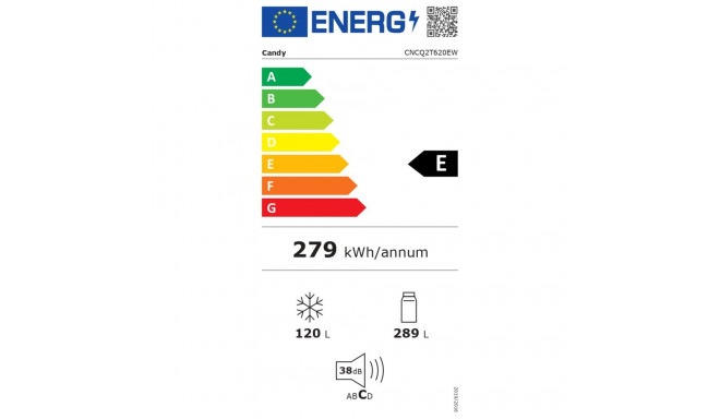Candy Refrigerator | CNCQ2T620EW | Energy efficiency class E | Free standing | Combi | Height 205 cm