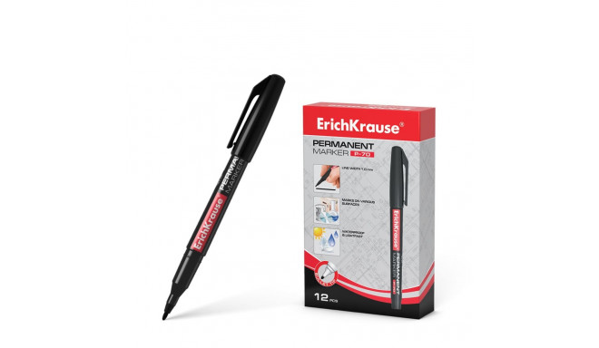 Permanent marker ErichKrause® P-70, color: black (box 12 pcs.)