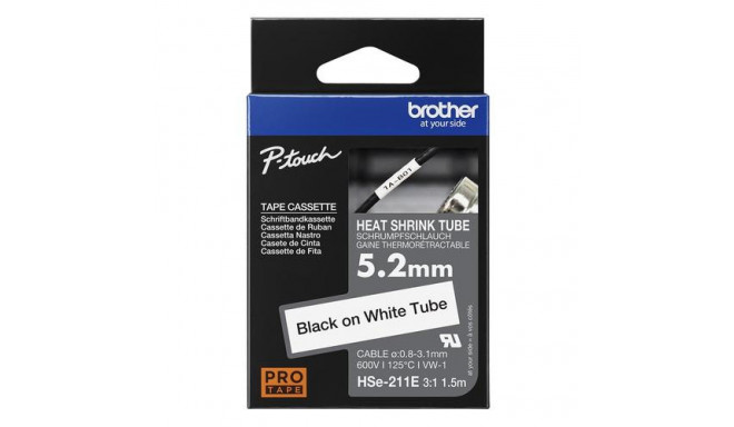 Brother HSE-211E label-making tape Black on white