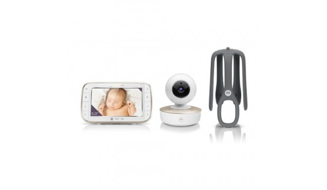 Motorola VM855 CONNECT 5.0” Portable Wi-Fi Video Baby Monitorwith Flexible Crib Mount, White/Gold Mo