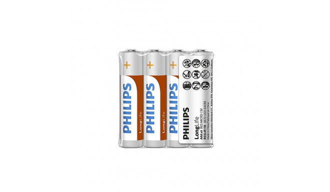 Battery PHILIPS AAA LR03 LONGLIFE 4pcs Power Alkaline