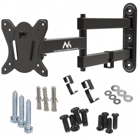 Maclean MC-417 Full Motion TV Monitor Wall Mount 13-32" 30kg max. VESA 100x100 Black Powder Coated U