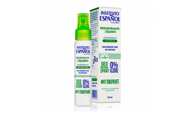 INSTITUTO ESPAÑOL SIN ALCOHOL SPRAY DESODORANTE LIQUIDO ANTI-TRANSPIRANTE 50ML VAPORIZADOR