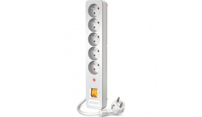 Acar X5 surge protection power strip, 5 sockets, 5 m, white (W0175)