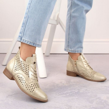 Openwork ankle boots Potocki W WOL205 gold (38)