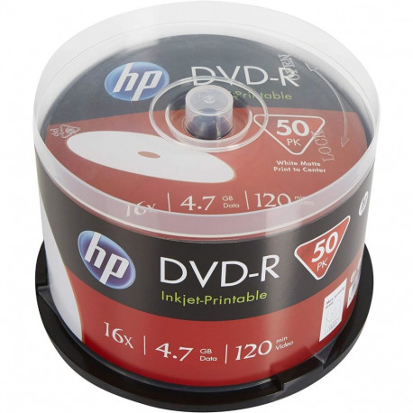 HP DVD-R 16x 4.7GB Inkjet Printable Cake*50 (DME00025WIP-3) 69317