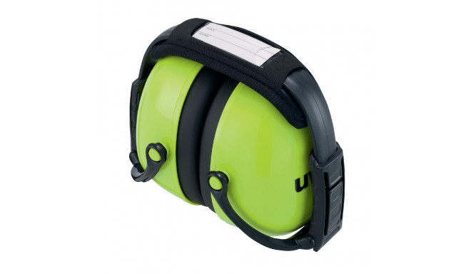 Earmuffs Uvex K2 Foldable. SNR: 31dB, black/neon lime. Soft head band, dielectric