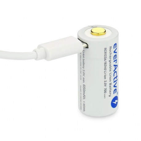Rechargeble battery 16340 3V Li-ion 700 mAh micro USB