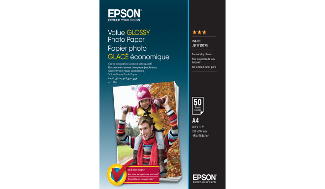 Epson Value Glossy Photo Paper -fotopaber, A4, 50 lehte