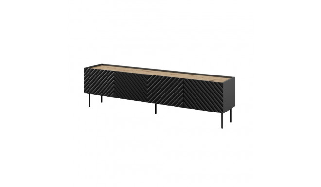 4D RTV cabinet ONDA 200x40x35-54 black (standing or wall mounted)