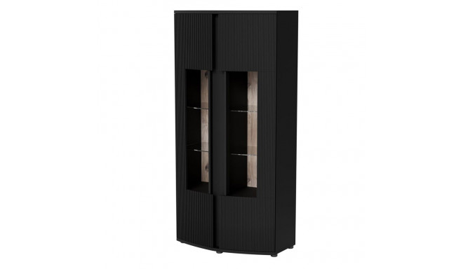 Cama 2D display cabinet MICHELLE 86x35-47xH180 black/viking oak