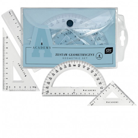 Joonestuskomplekt Academy (joonlaud 15cm, mall, kaks kolmnurka) Interdruk