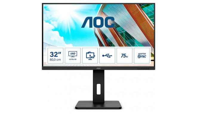 "80cm/31,5"" (3840x2160) AOC P2 U32P2 4K UHD LED 75Hz 4ms USB3.2 2xHDMI DP LS Pivot Black"