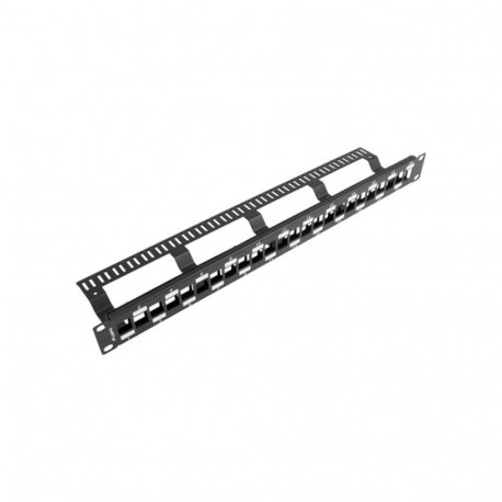 PATCH PANEL BLANK 24 PORT 1U STAGGERED WITH ORGANIZER FOR KEYSTONE MODULES BLACK LANBERG