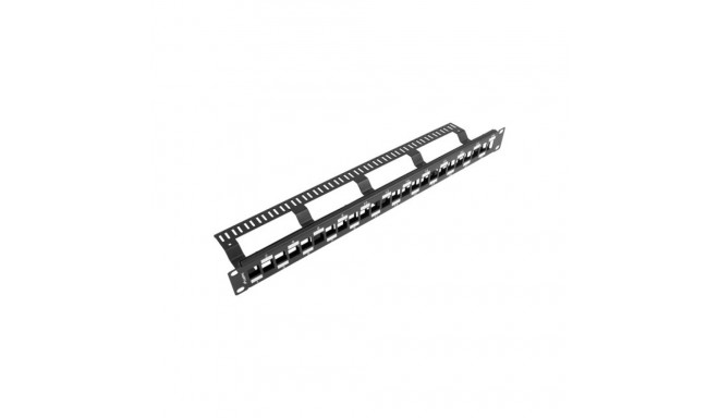 PATCH PANEL BLANK 24 PORT 1U STAGGERED WITH ORGANIZER FOR KEYSTONE MODULES BLACK LANBERG