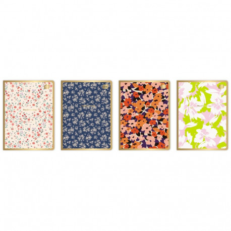 Kaustik A5 80 lehte, 70g, 5x5ruutu, Metallic Floral assortii, Interdruk