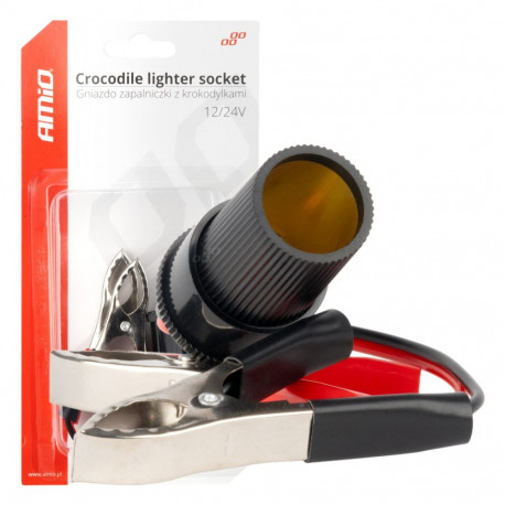 Adapter krokodillid sigaretisüütaja pistikupesale 12v 24v 15cm amio-03803