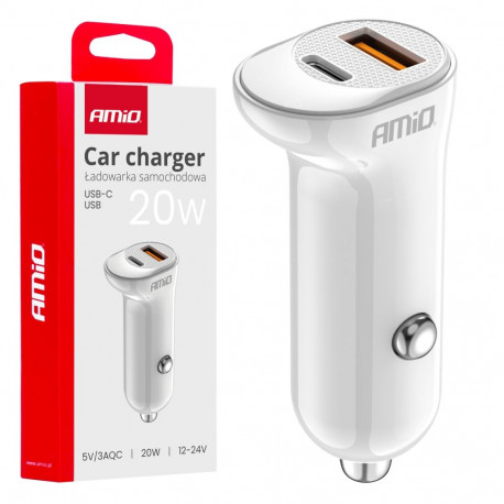 autolaadija usb-a+ usb-c 20w amio-03875