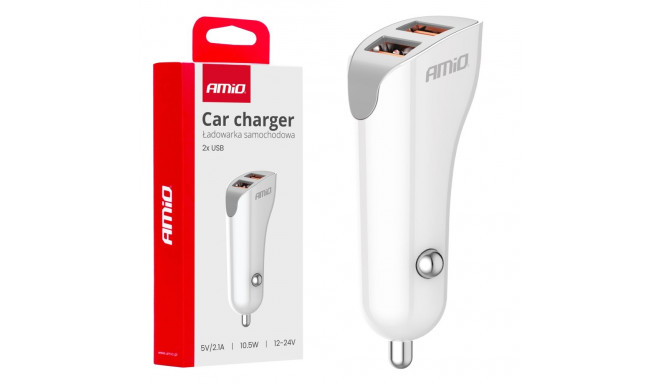 Autolaadija 2x USB-A 2.1A Amio-03874